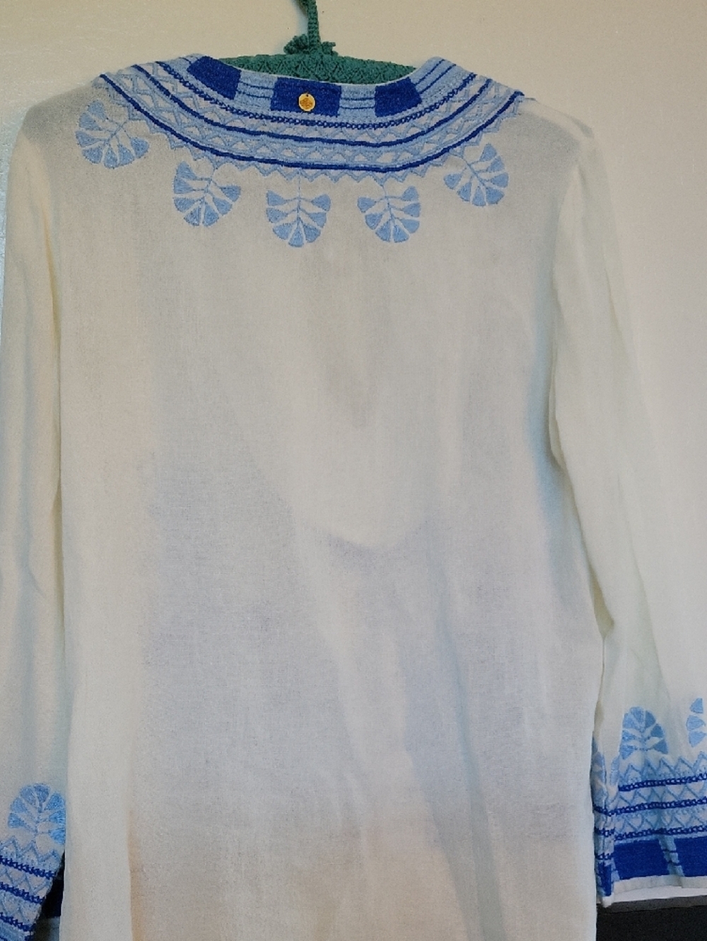 Antik Batik Tunic White & Blue Embroidery Ava Blouse - Picture 3 of 9